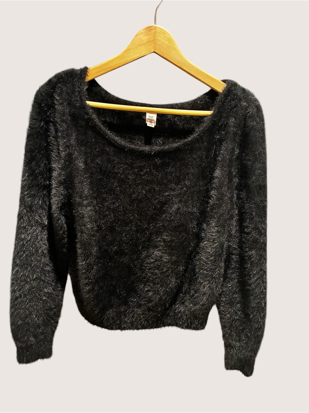 Victoria's Secret Black Fuzzy Scoop Neck Sweater